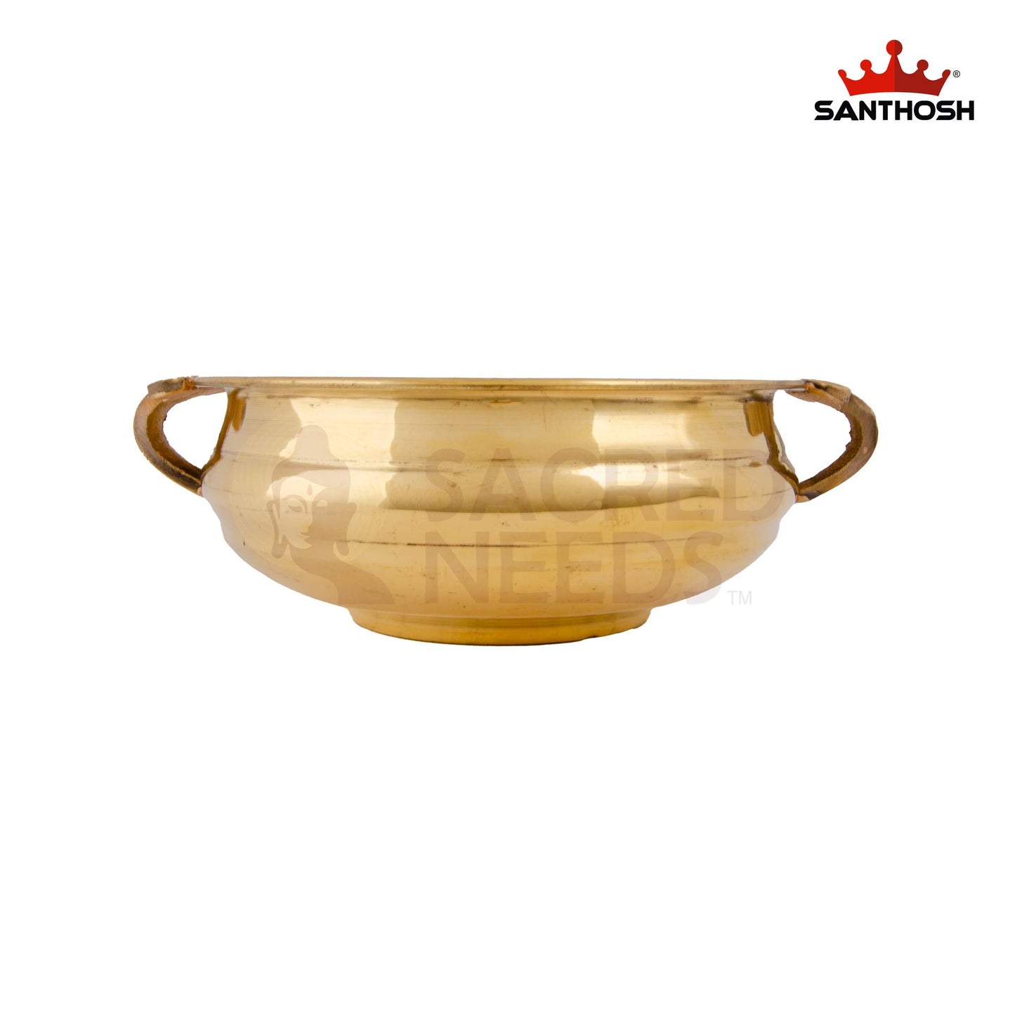 ICC Handle Urli – 9.3 Inch length | Ethnic Brass Urli Bowl for Mandir, Center Table & Festive Events