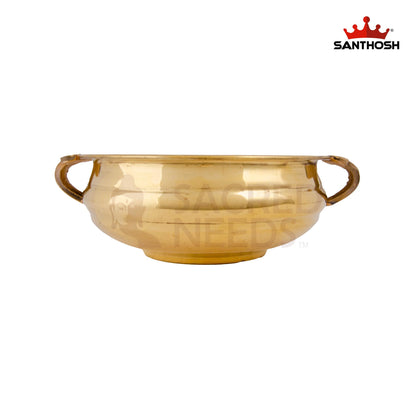 ICC Handle Urli – 9.3 Inch length | Ethnic Brass Urli Bowl for Mandir, Center Table & Festive Events