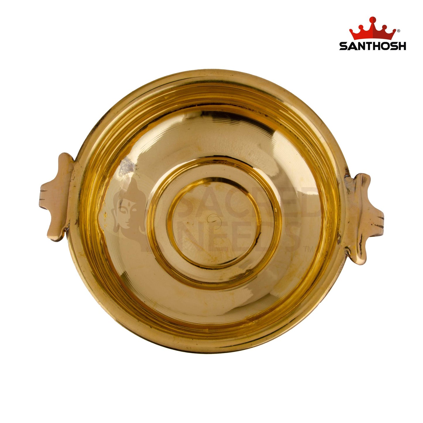 ICC Handle Urli – 9.3 Inch length | Ethnic Brass Urli Bowl for Mandir, Center Table & Festive Events