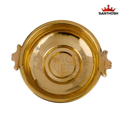 ICC Handle Urli – 9.3 Inch length | Ethnic Brass Urli Bowl for Mandir, Center Table & Festive Events