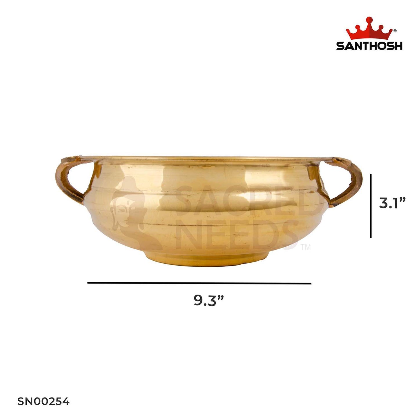 ICC Handle Urli – 9.3 Inch length | Ethnic Brass Urli Bowl for Mandir, Center Table & Festive Events