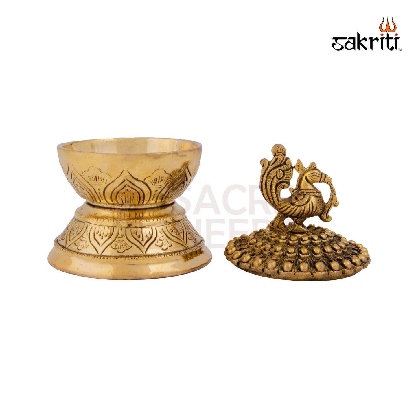 Brass Annam Dhoopkal with Lid – 6.2 Inch Height | Brass Incense Holder with Lid in Annam Design for Temple & Home