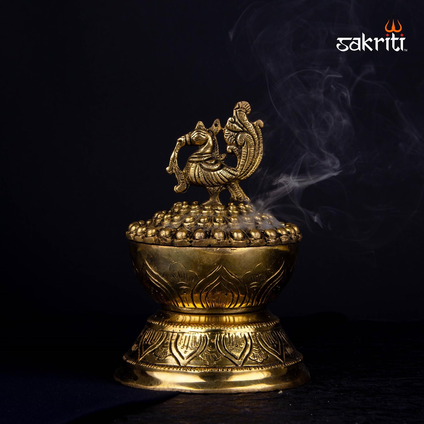 Brass Annam Dhoopkal with Lid – 6.2 Inch Height | Brass Incense Holder with Lid in Annam Design for Temple & Home