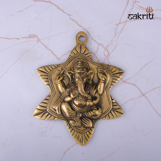 BRASS LOTUS GANESHA MOUNTED