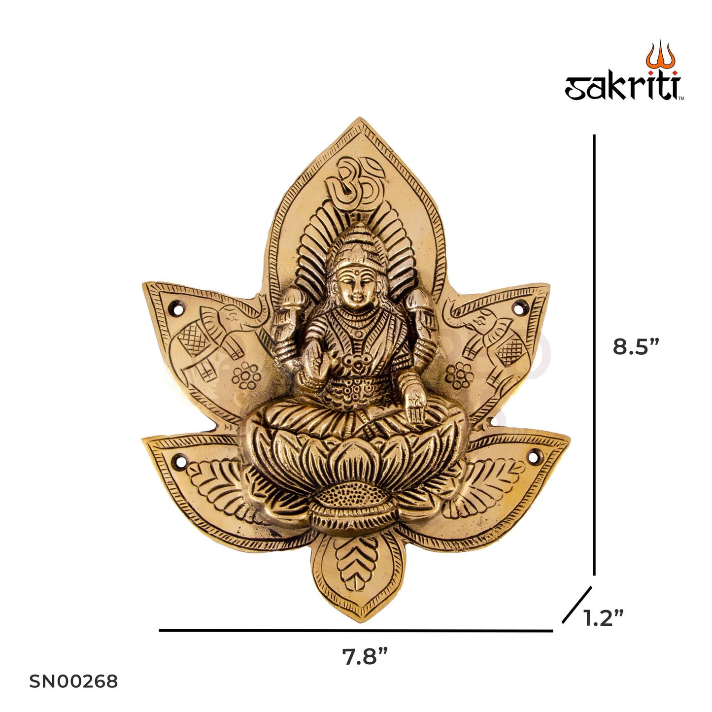 Brass Lotus Lakshmi Mounted – 8.5 Inch Height | Goddess Lakshmi Brass Idol Seated on Lotus for Wealth, Worship & Festive Decor