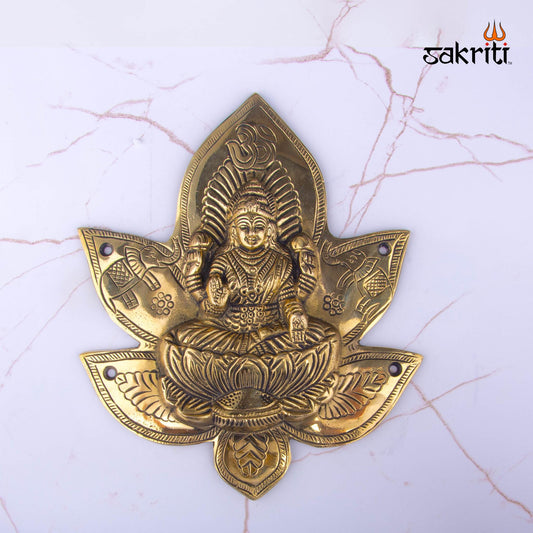 BRASS LOTUS LAKSHMI AMMAN MOUNTED