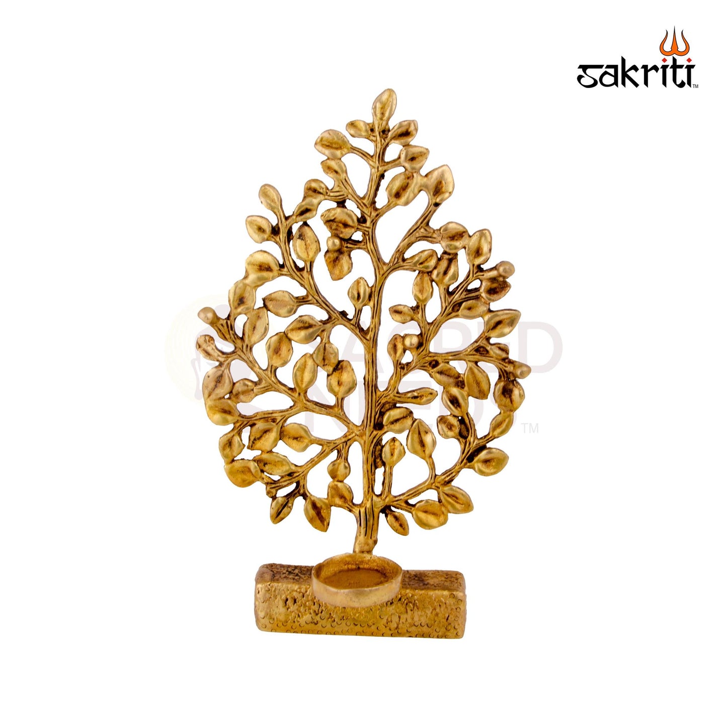 Brass Tree with Holder – 9.7 Inch | Decorative Brass Tree Stand for Diyas, Bells & Festive Pooja Setup