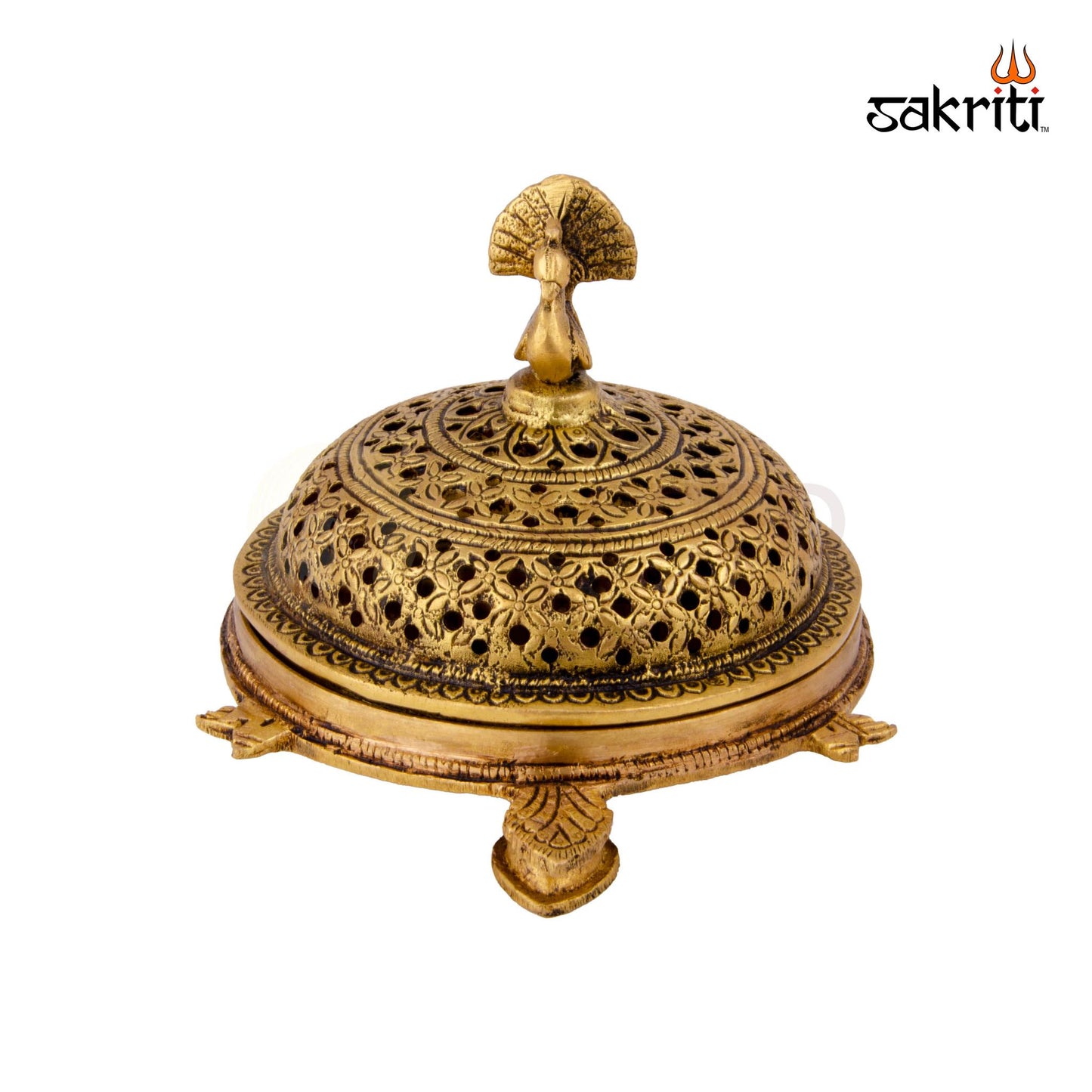 Brass Tortoise Dhoopkal – 4.6 Inch | Incense Cone Holder with Turtle Base for Home Temple & Meditation