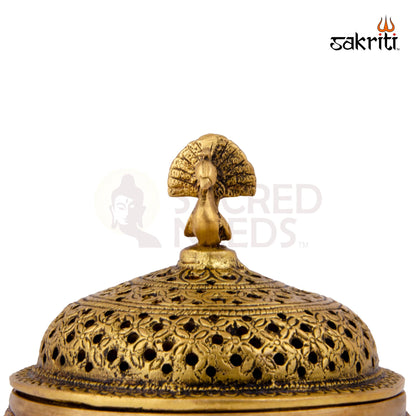 Brass Tortoise Dhoopkal – 4.6 Inch | Incense Cone Holder with Turtle Base for Home Temple & Meditation