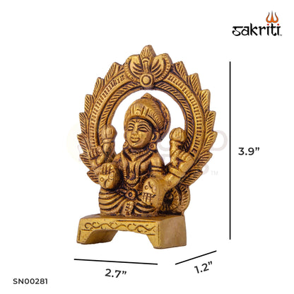 Brass Lakshmi with Arch – 3.9 Inch | Goddess Lakshmi Idol with Arch Backdrop for Mandir & Gifting