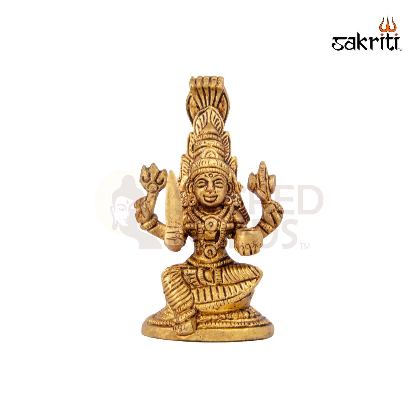 Brass Karumari – 3.7 Inch | Karumari Amman Devi Idol for South Indian Rituals, Navratri & Temple Decor