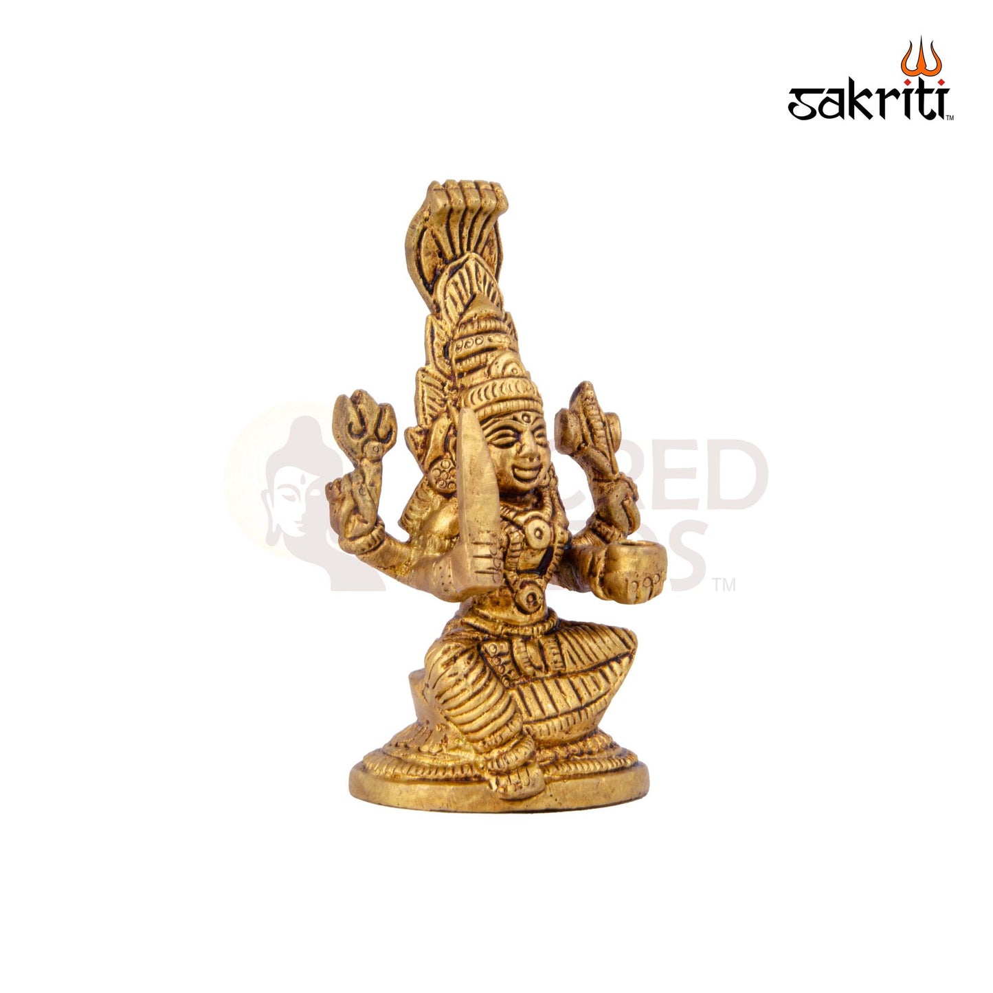 Brass Karumari – 3.7 Inch | Karumari Amman Devi Idol for South Indian Rituals, Navratri & Temple Decor