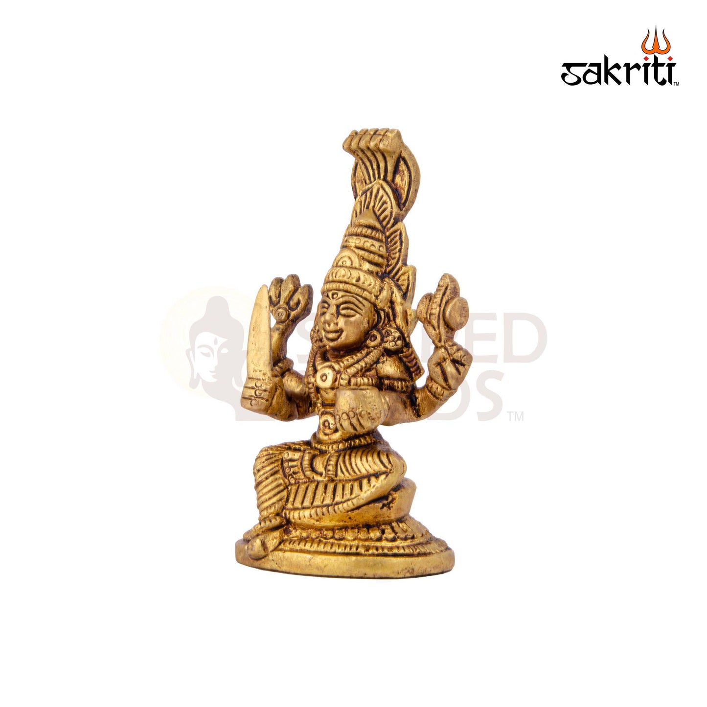 Brass Karumari – 3.7 Inch | Karumari Amman Devi Idol for South Indian Rituals, Navratri & Temple Decor