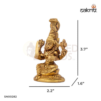 Brass Karumari – 3.7 Inch | Karumari Amman Devi Idol for South Indian Rituals, Navratri & Temple Decor