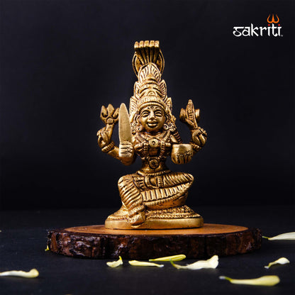 Brass Karumari – 3.7 Inch | Karumari Amman Devi Idol for South Indian Rituals, Navratri & Temple Decor