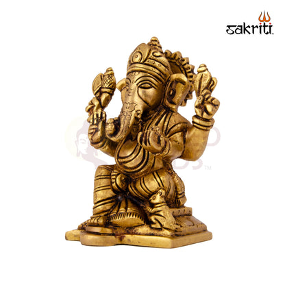 Brass Ganesha – 5.3 Inch | Traditional Ganapati Idol for Ganesh Chaturthi, Gifting & Home Temple