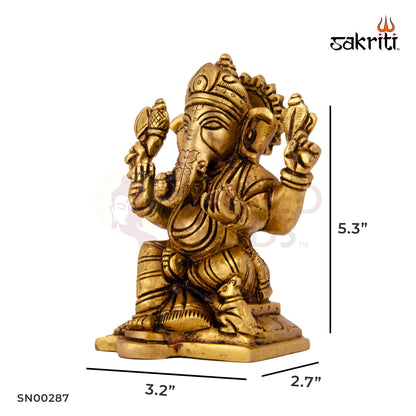 Brass Ganesha – 5.3 Inch | Traditional Ganapati Idol for Ganesh Chaturthi, Gifting & Home Temple