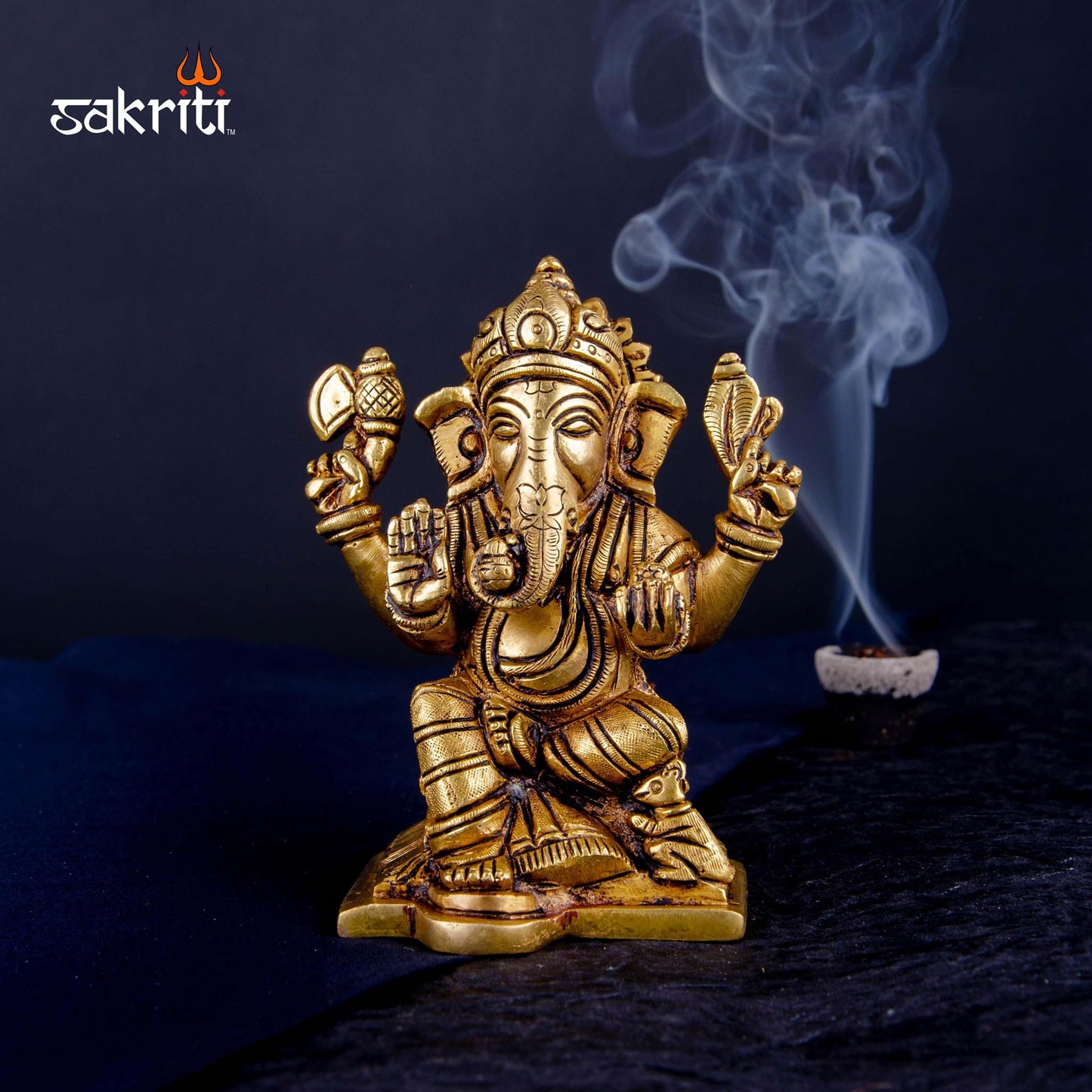 Brass Ganesha – 5.3 Inch | Traditional Ganapati Idol for Ganesh Chaturthi, Gifting & Home Temple