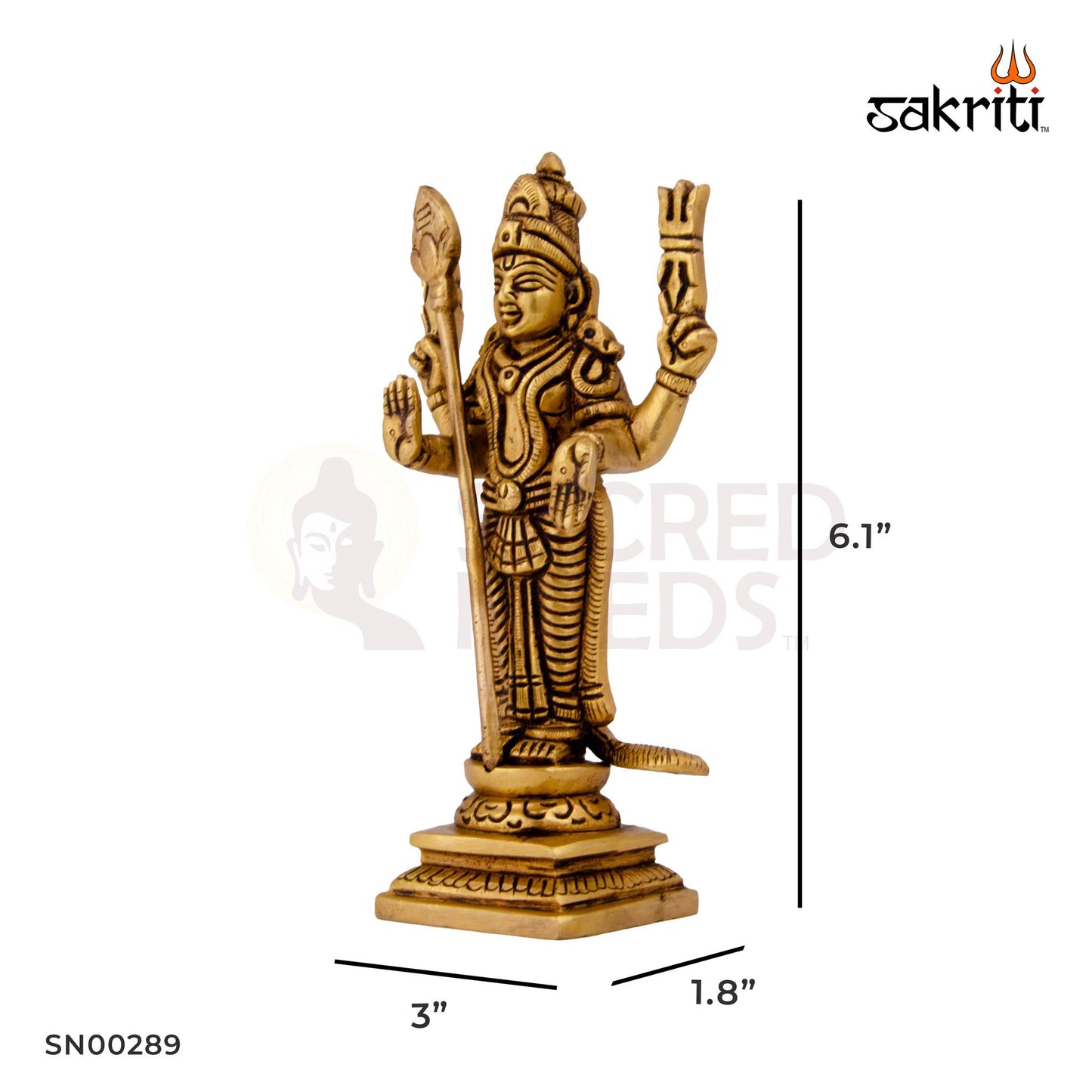 Brass Murugan – 6.1 Inch | Lord Muruga Statue for South Indian Temples, Golu & Devotional Display
