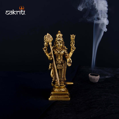 Brass Murugan – 6.1 Inch | Lord Muruga Statue for South Indian Temples, Golu & Devotional Display