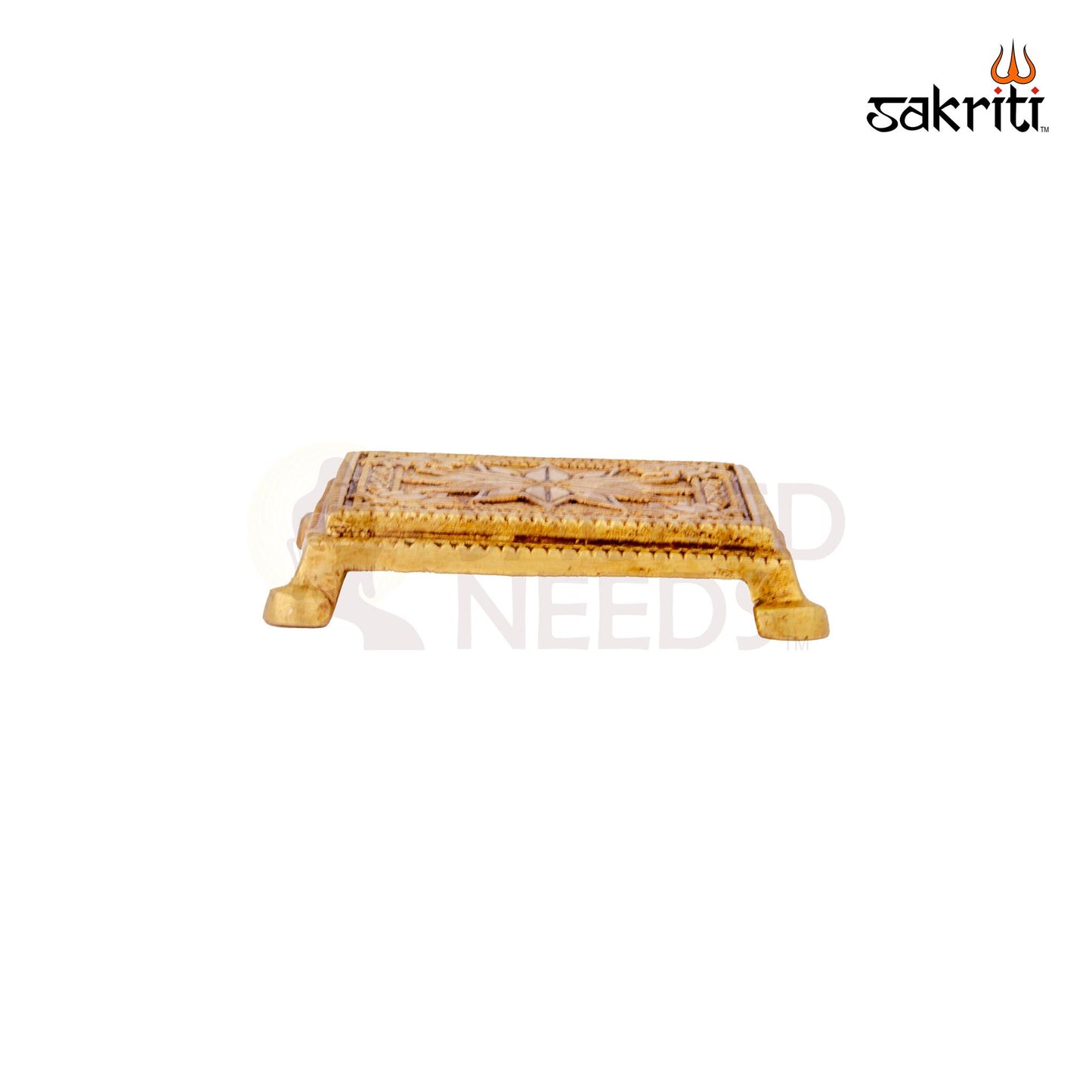 Brass Table – 1 Inch | Compact Brass Platform Stand for Idols, Lamps or Pooja Accessories