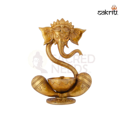 BRASS GANESH WITH DEEPAM