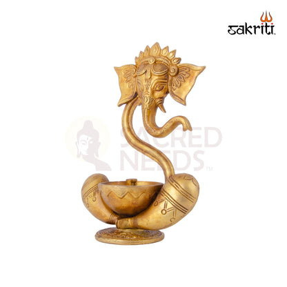 BRASS GANESH WITH DEEPAM