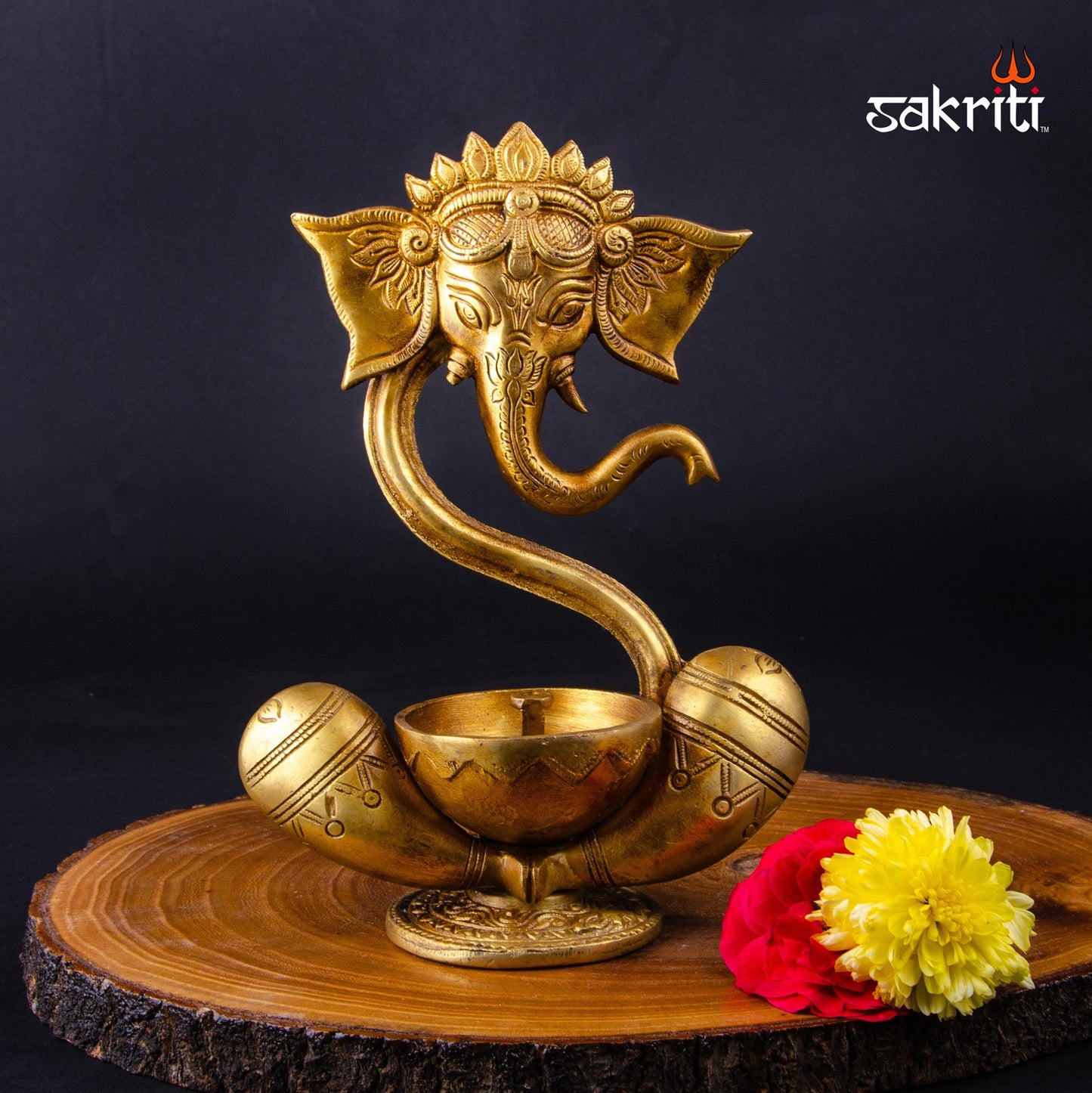 BRASS GANESH WITH DEEPAM