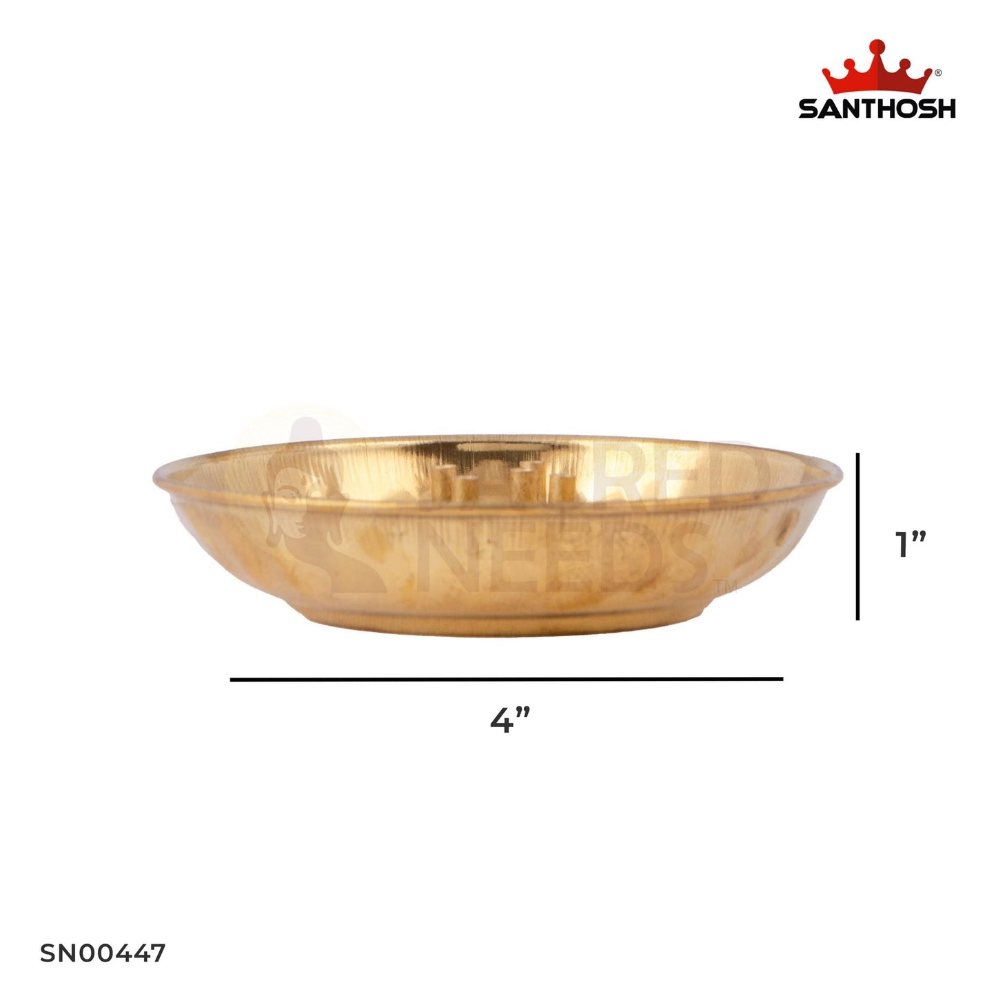 ICC Plate Agarbatti Stand – 1 Inch Height | Compact Brass Incense Holder Plate for Pooja Room & Meditation