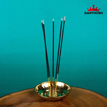 ICC Plate Agarbatti Stand – 1 Inch Height | Compact Brass Incense Holder Plate for Pooja Room & Meditation