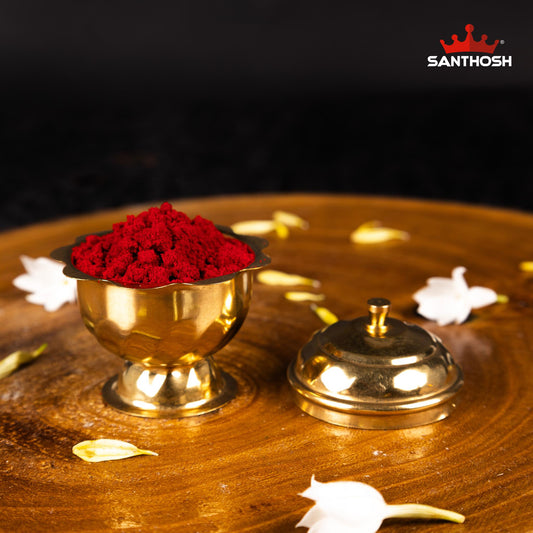 ICC Poonam Kumkum Pot – 2.4 Inch Height | Elegant Brass Pot for Kumkum, Haldi & Ritual Offerings