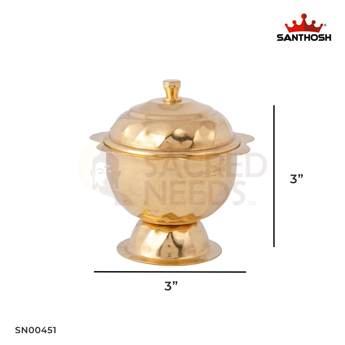 ICC Poonam Kumkum Pot – 2.5 Inch Height | Decorative Brass Kumkum Pot for Temple & Religious Ceremonies