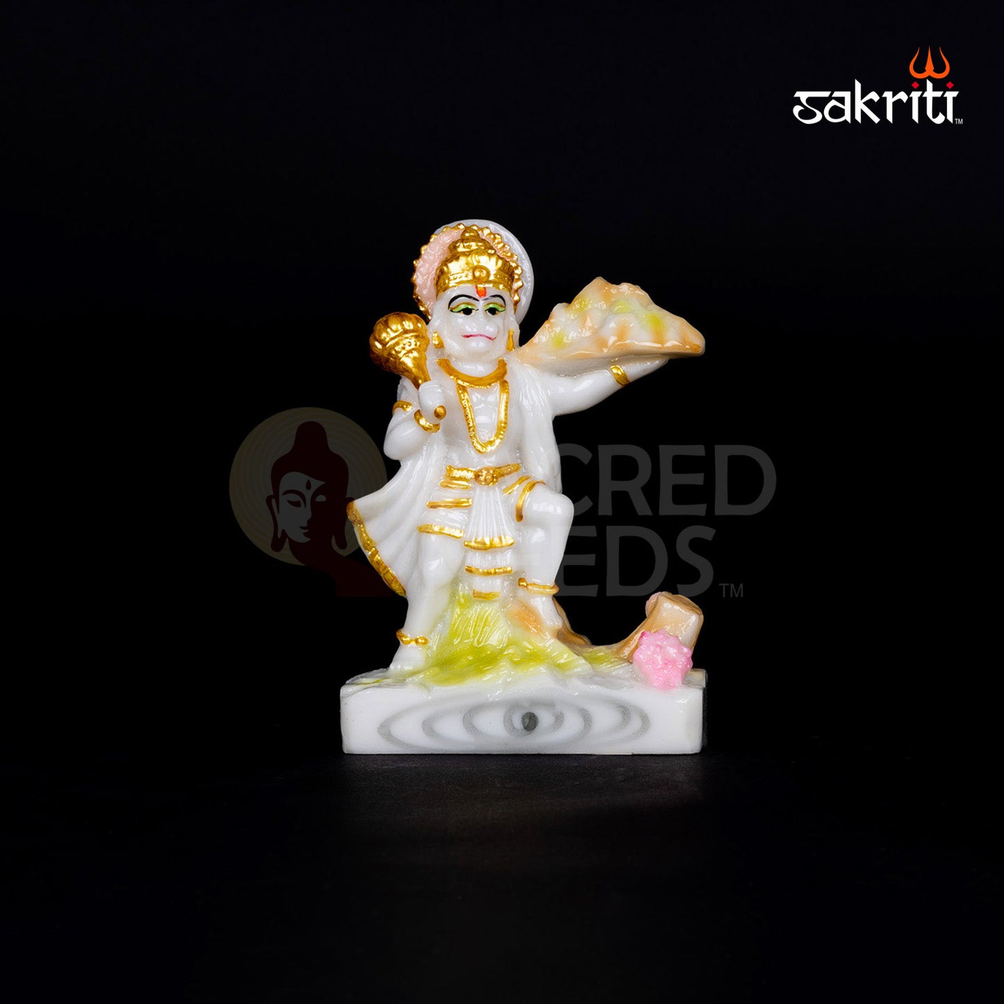 MARBLE DUST HANUMAN WITH MOUNTAIN