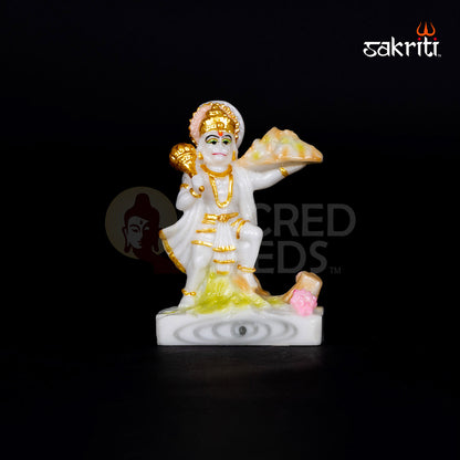 MARBLE DUST HANUMAN WITH MOUNTAIN