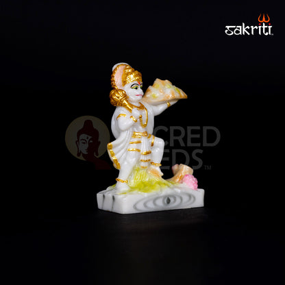 MARBLE DUST HANUMAN WITH MOUNTAIN