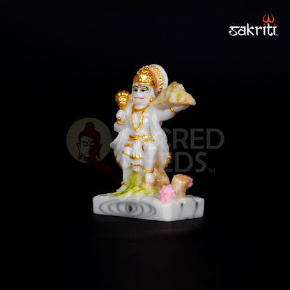 MARBLE DUST HANUMAN WITH MOUNTAIN