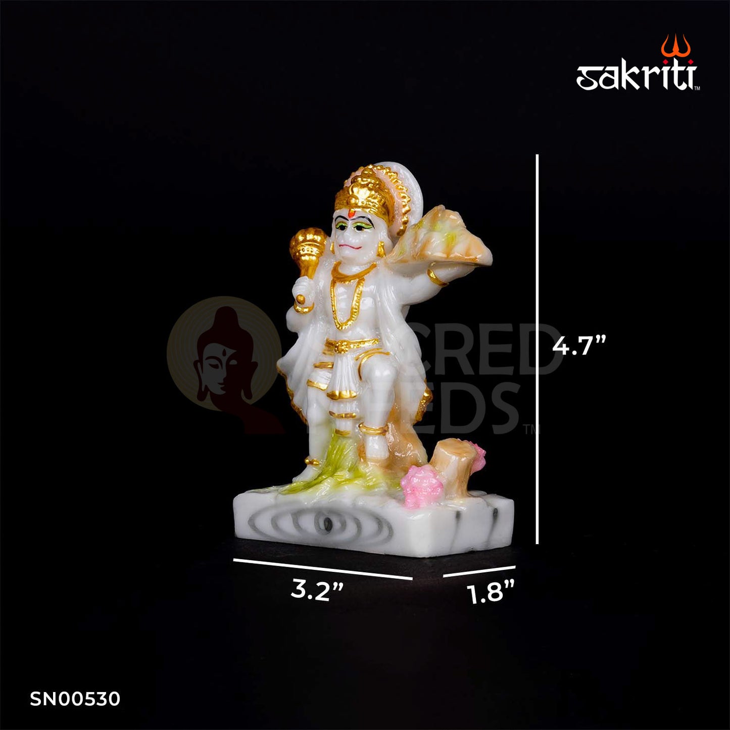 MARBLE DUST HANUMAN WITH MOUNTAIN