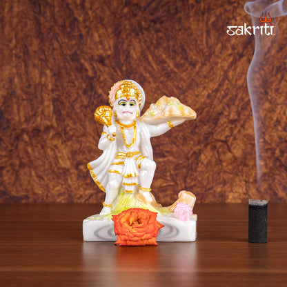 MARBLE DUST HANUMAN WITH MOUNTAIN