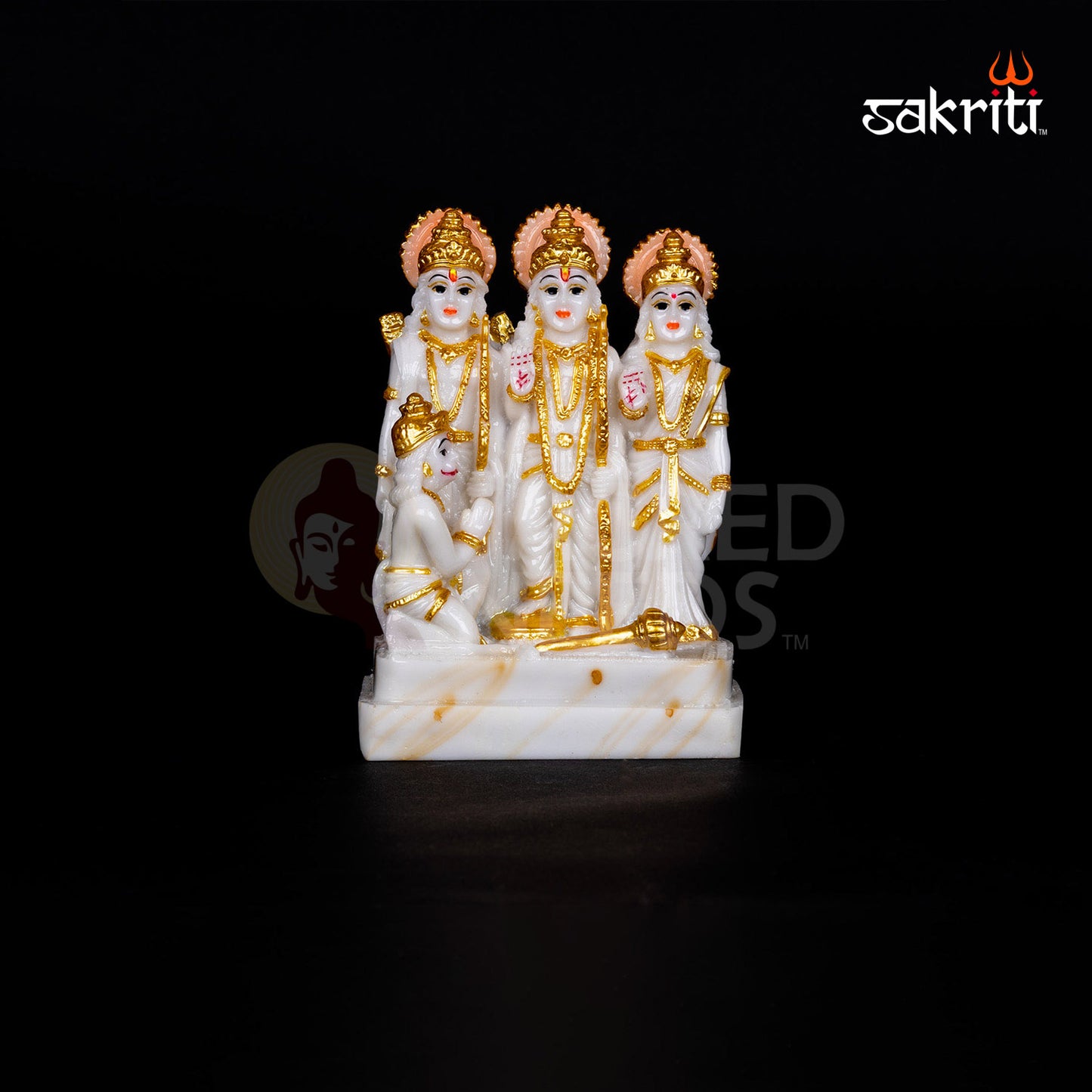Ram Darbar Idol in Marble Dust – 5.2 Inch Height | Ram Sita Lakshman Hanuman Murti for Temple & Festive Pooja