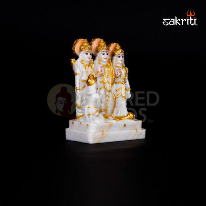 Ram Darbar Idol in Marble Dust – 5.2 Inch Height | Ram Sita Lakshman Hanuman Murti for Temple & Festive Pooja