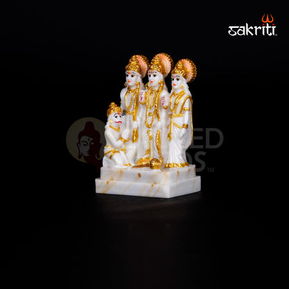 Ram Darbar Idol in Marble Dust – 5.2 Inch Height | Ram Sita Lakshman Hanuman Murti for Temple & Festive Pooja