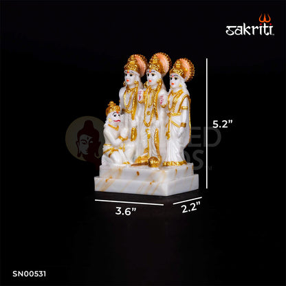 Ram Darbar Idol in Marble Dust – 5.2 Inch Height | Ram Sita Lakshman Hanuman Murti for Temple & Festive Pooja
