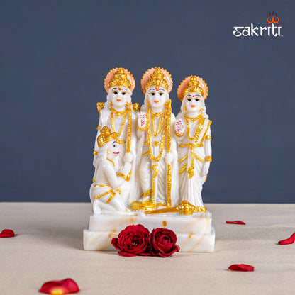 Ram Darbar Idol in Marble Dust – 5.2 Inch Height | Ram Sita Lakshman Hanuman Murti for Temple & Festive Pooja