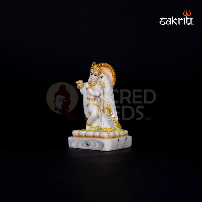 Radha Krishna Idol in Marble Dust – 5.2 Inch Height | Spiritual Couple Murti for Mandir, Decor & Anniversary Gift
