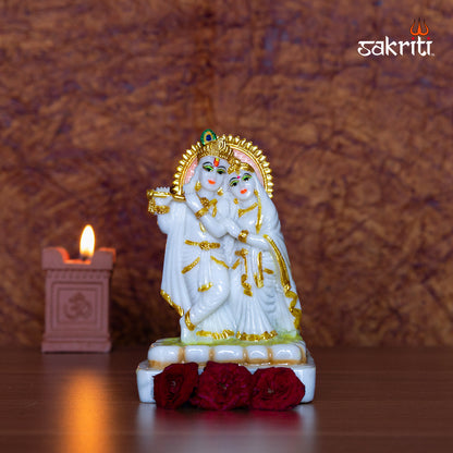 Radha Krishna Idol in Marble Dust – 5.2 Inch Height | Spiritual Couple Murti for Mandir, Decor & Anniversary Gift