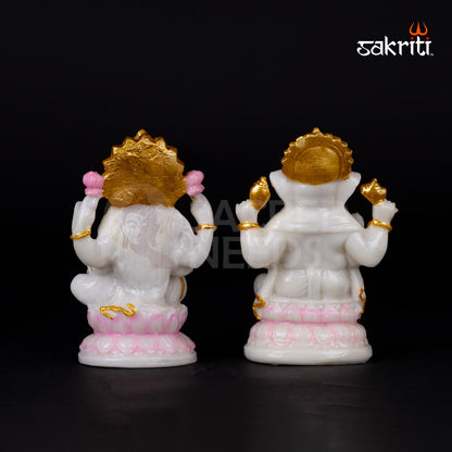 MARBLE DUST LOTUS LAKSHMI-GANESHA 2 PCS SET