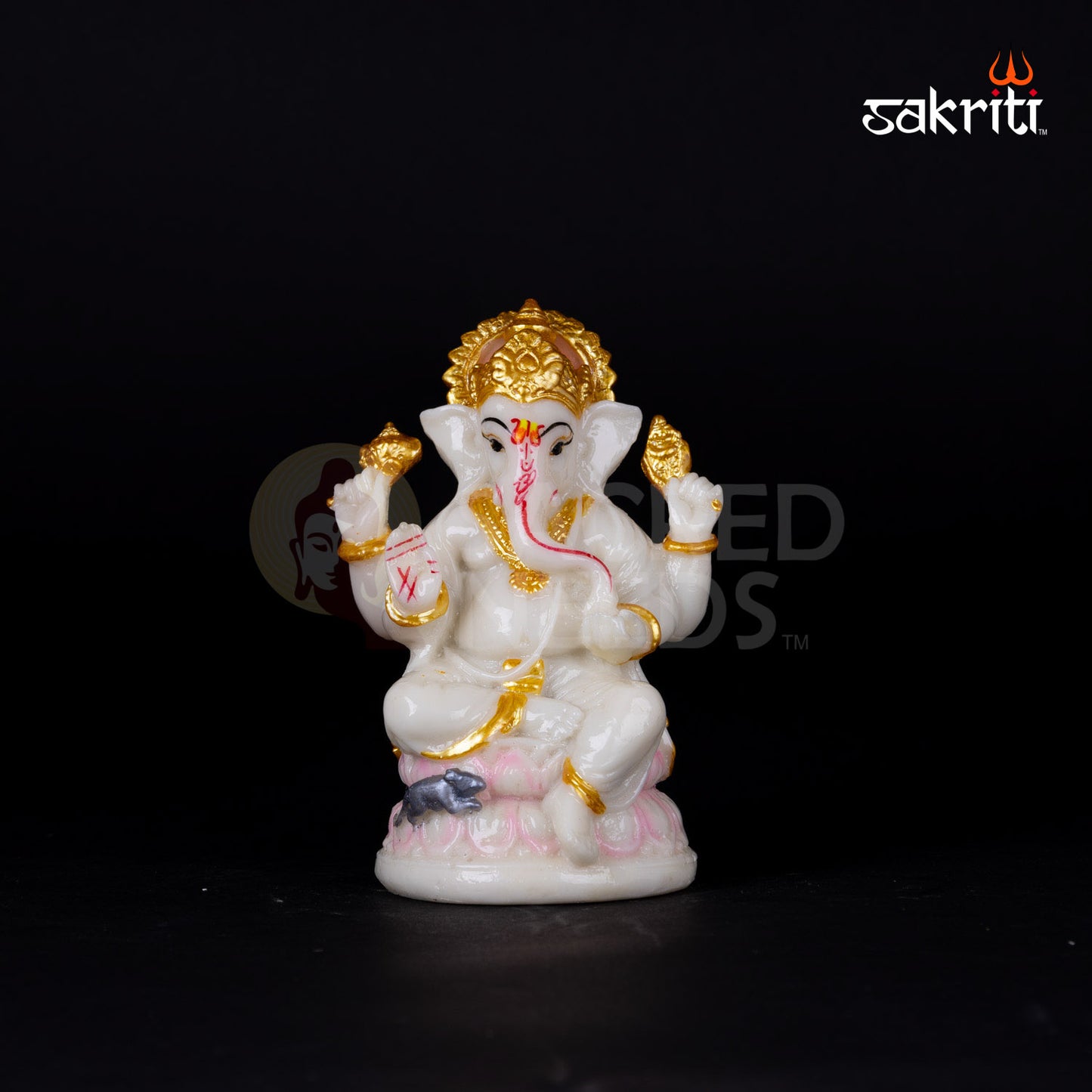 MARBLE DUST LOTUS LAKSHMI-GANESHA 2 PCS SET