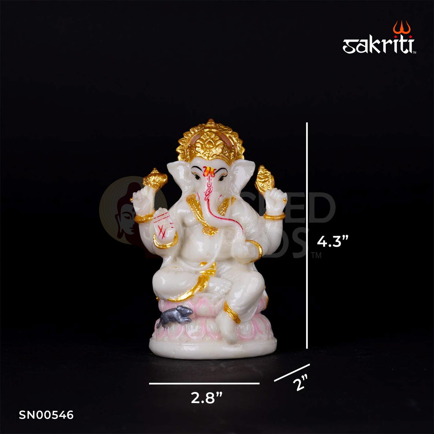 MARBLE DUST LOTUS LAKSHMI-GANESHA 2 PCS SET