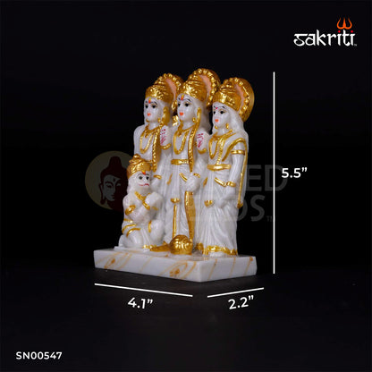Ram Darbar Idol in Marble Dust – 5.5 Inch Height | Ram Sita Family Statue for Devotional Pooja & Gift Purpose