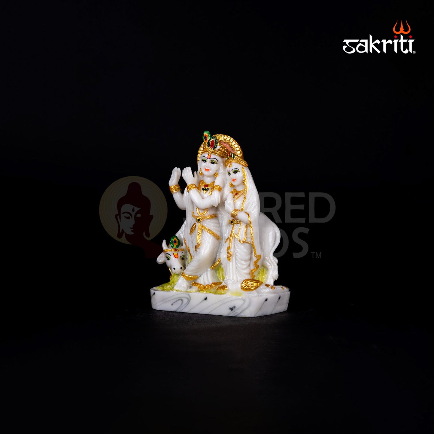 Radha Krishna Idol in Marble Dust – 6.5 Inch Height | Spiritual Divine Couple for Home Mandir & Janmashtami